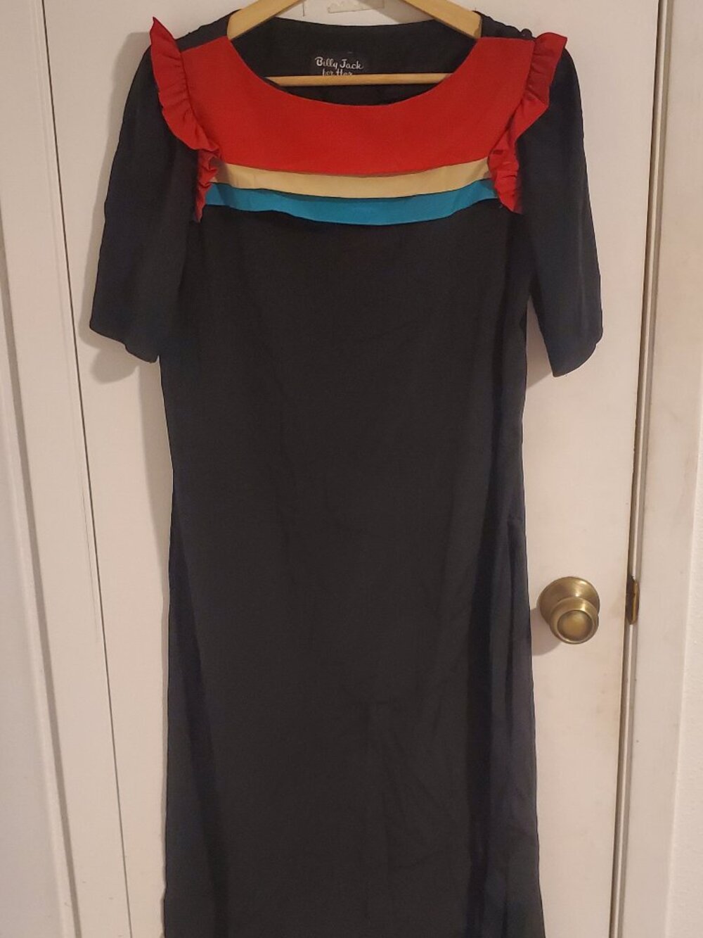 Vintage Billy Jack For Her Black Dress with Colorful Ruffles Size M